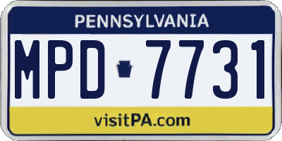 PA license plate MPD7731