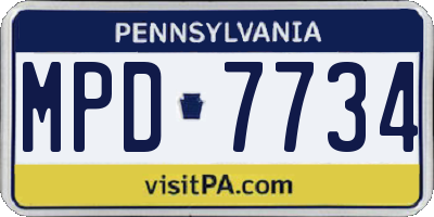 PA license plate MPD7734