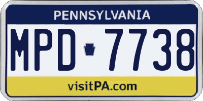 PA license plate MPD7738