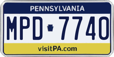 PA license plate MPD7740