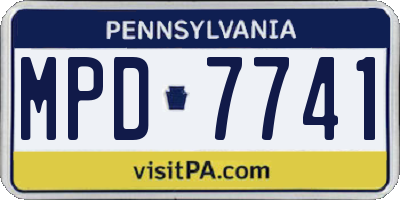 PA license plate MPD7741