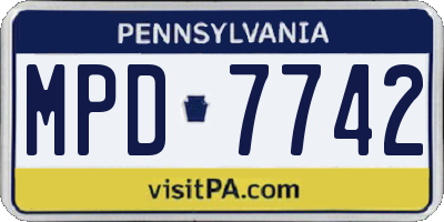 PA license plate MPD7742