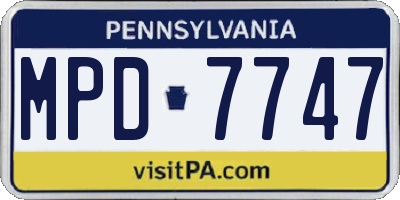 PA license plate MPD7747