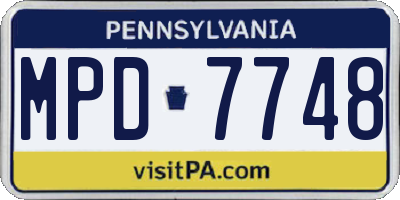 PA license plate MPD7748