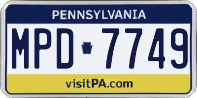 PA license plate MPD7749