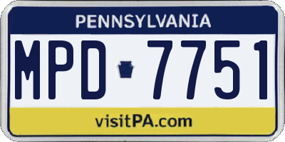 PA license plate MPD7751