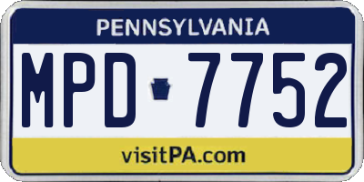 PA license plate MPD7752