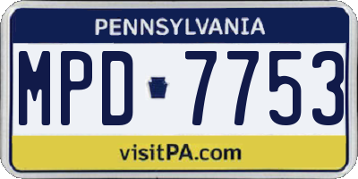 PA license plate MPD7753