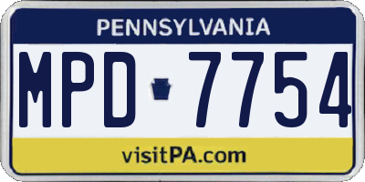 PA license plate MPD7754