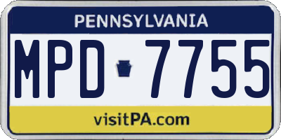 PA license plate MPD7755