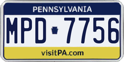 PA license plate MPD7756