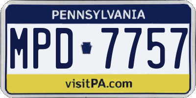 PA license plate MPD7757