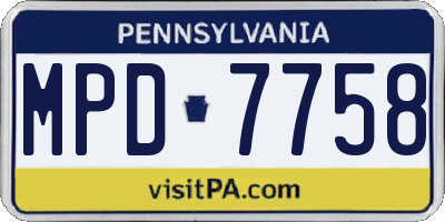 PA license plate MPD7758