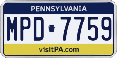 PA license plate MPD7759