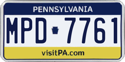 PA license plate MPD7761