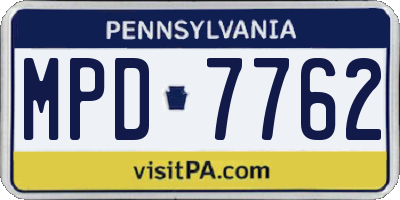 PA license plate MPD7762