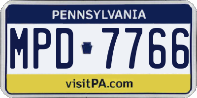 PA license plate MPD7766