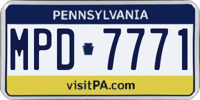 PA license plate MPD7771