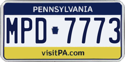 PA license plate MPD7773