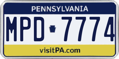 PA license plate MPD7774