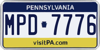 PA license plate MPD7776