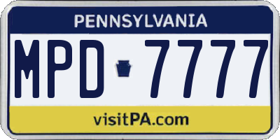 PA license plate MPD7777