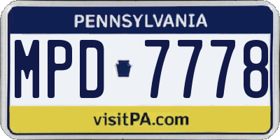 PA license plate MPD7778