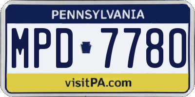PA license plate MPD7780