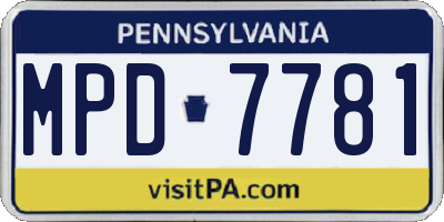 PA license plate MPD7781
