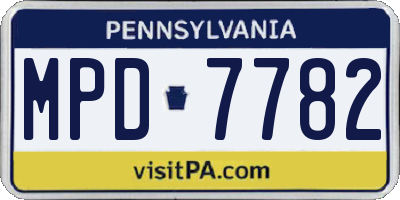 PA license plate MPD7782