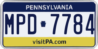 PA license plate MPD7784
