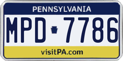 PA license plate MPD7786