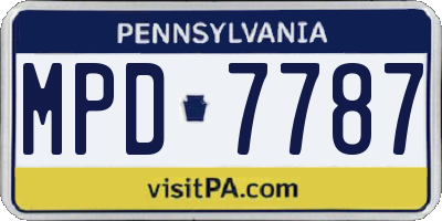 PA license plate MPD7787