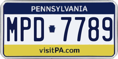 PA license plate MPD7789