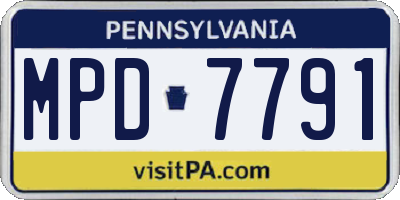 PA license plate MPD7791