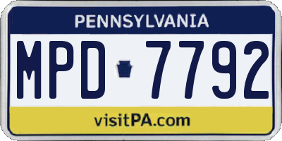 PA license plate MPD7792