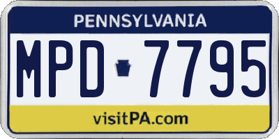PA license plate MPD7795