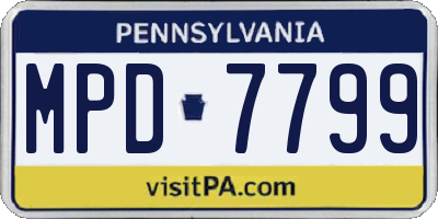 PA license plate MPD7799