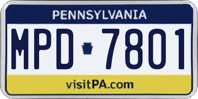 PA license plate MPD7801