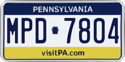 PA license plate MPD7804