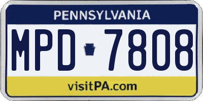 PA license plate MPD7808