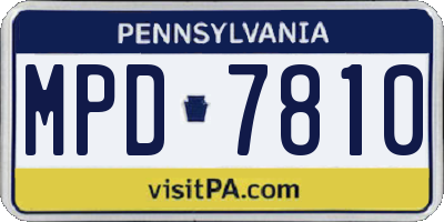 PA license plate MPD7810