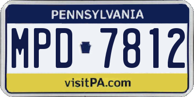 PA license plate MPD7812