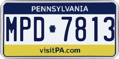 PA license plate MPD7813
