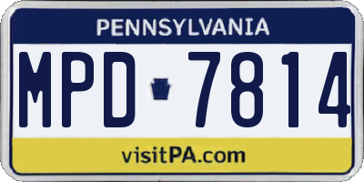 PA license plate MPD7814