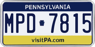 PA license plate MPD7815