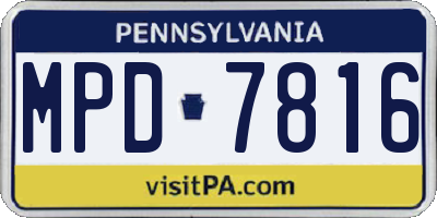 PA license plate MPD7816