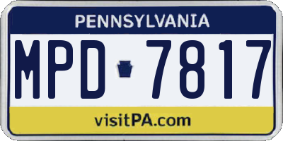 PA license plate MPD7817