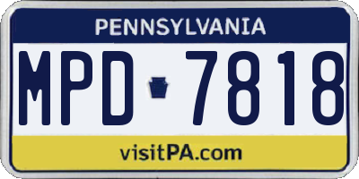 PA license plate MPD7818