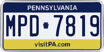 PA license plate MPD7819
